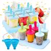 XIAQICA 15 Pezzi Stampi per Ghiaccioli con Bastoncino Riutilizzabile + 2 Imbuti, Stampi per Gelati Set Stampo Gelato Stecco Fai Da Te Stampini Formine Ghiaccioli Stampo Preparazione Gelati Sorbetti