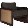 Ethnicraft - Poltrona imbottita Panel - Marrone - Tessuto in lino - Designer Jacques Deneef