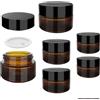 JCUGSBS 6 PCS Vasetti Vetro Ambrato, Barattoli per Crema,Contenitori in Vetro Marrone, Contenitori Vuoti Ricaricabili,per Cosmetici,Creme,Lozioni,Oli Essenziali