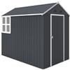 Outsunny Casetta da Giardino Porta Attrezzi in Acciaio Zincato e PP con Finestra, 259x172x222 cm, Grigia e Bianca|Aosom