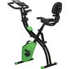 HOMCOM Cyclette Pieghevole 2 in 1, Resistenza Magnetica Regolabile 8 Livelli, Bici da Fitness con Sensore di Frequenza Cardiaca, Verde