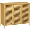 HOMCOM Mobile Scarpiera a 8 Ripiani su 3 Livelli con Maniglie, in Bambù, 100x35x80 cm, color Legno|Aosom