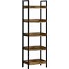 HOMCOM Scaffale Libreria a 5 Ripiani Stile Industriale in Legno e Struttura in Metallo, 48x30x155cm, Marrone Rustico | Aosom Italy