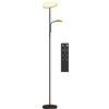 HOMCOM Lampada da Terra con 2 Punti Luce Regolabile a 4 Livelli, Temperatura 2700K-6500K e Telecomando, Nero | Aosom Italy