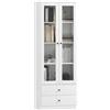 HOMCOM Credenza Cucina con Armadietto e 2 Cassetti, Ante in Vetro e Ripiani Regolabili, 59x30x164 cm, Bianco | Aosom Italy