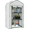 Outsunny Mini Serra da Giardino con Copertura in PE, 3 Ripiani e Porta Avvolgibile, 59x39x127cm, Bianco|Aosom