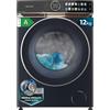Cecotec Lavatrice 12Kg Carica Frontale Bolero DressCode 12980 Direct Drive Blue A. 1400RPM, Motore Direct Drive, Basso Consumo, Display FullColor, Finiture in Similpelle, Porta XXL, Luce UV e Vapore