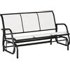 Outsunny Panchina a Dondolo da Giardino a 3 Posti in Metallo e Tessuto a Rete Traspirante, 147x70x85cm, Beige