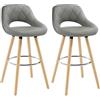 WOLTU Sgabelli da Cucina Set di 2, Sgabello da Bar per Colazione, Sgabelli Alti con Poggiapiedi e Schienale, Sedile in Pelle Sintetica+Gambe in Legno, Grigio, BH111gr-2