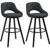 WOLTU Sgabelli da Cucina Set di 2, Sgabello da Bar per Colazione, Sgabelli Alti con Poggiapiedi e Schienale, Sedile in Tessuto Tecnico+Gambe in Legno, Antracite, BH291an-2