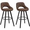 WOLTU Sgabelli da Cucina Set di 2, Sgabello da Bar per Colazione, Sgabelli Alti con Poggiapiedi e Schienale, Sedile in Tessuto Tecnico+Gambe in Legno, Marrone Scuro, BH291dbr-2