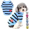 Zunea Magliette per Cani Piccola Taglia Estiva T-shirt Base a Righe Vestiti per Cuccioli con Paillettes Amore Cuore Felpa Morbido Cotone T-shirt Pullover Camicie Chihuahua Abbigliamento Blu XS