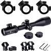 FOCUHUNTER Ottica Cannocchiale Caccia 4-24x50mm Cannocchiale Carabina Illuminato Reticolo Rosso/Verde Telemetro Rapido Airsoft Mirino con Weaver/Picatinny Rail Mounts (ManopolaAlta)