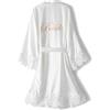 Trek Forte Vestaglia Sposa Donna in Raso Bianca Kimono Accappatoi e Vestaglie da Sposa Sexy Camicie da Notte Pigiama Scollo V