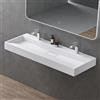 doporro Lavabo da Appoggio Bagno Rettangolare 120 cm, Lavabo Sospeso in Minerale Fuso Bianco Opaco, Due Fori per Rubinetto, Scarico Incluso Colossum19