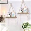 KYYGKY Set di 2 Decorazione da Parete in Stile Bohémien Mensole da Muro Legno Grezzo Mensole Sospese in Macramè Mensole da Muro Decorative Mensola Oscillante Per Casa Camera e Ufficio Soggiorni