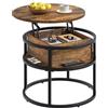 YITAHOME Tavolino Salotto Sollevabile, Tavolo da Caffè Rotondo con Scomparto Nascosto, Tavolino Soggiorno Moderno 60x60x47cm
