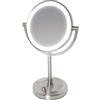 HoMedics Beauty Spa, Specchio Cosmetico per Trucco Illuminato con Luci LED, Specchio Double Face Rotante con Regolatore della Luce e Ingrandimento da 1X e 7X, a Batteria, 16.5x25x36.5 cm, Bianco