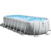 Intex 26798NP - Piscina Fuori Terra Prisma Frame Ovale, Pompa Filtro 5678 L/h, Scaletta, Telo Base e Copertura, 18202 l, Acciaio e pvc, Grigio, 610x305x122