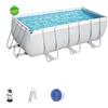 Bestway - Piscina fuori terra rettangolare power steel 412x201x122 cm con pompa a sabbia e scaletta