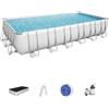 Bestway Piscina fuori terra con struttura rettangolare Bestway power steel frame' con pompa, telo e scaletta grigio chiaro 732x366x132 cm - cod. 56475