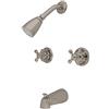 Kingston Brass Kb248Ax - Rubinetto per vasca da bagno e doccia con maniglia a croce, in nichel satinato