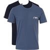 EMPORIO ARMANI 2-Pack Crew Neck T-Shirt, Blu/Blu, XL Uomo