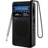 Vemfay Radiolina Portatile, FM/AM Radio a Pile, Radiolina con Comoda Clip a Moschettone Per Cuffie, Versatile Radio a Pile, Nero