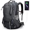 G4Free Zaino da trekking impermeabile da 50 l, con copertura antipioggia, per alpinismo, viaggi, campeggio, trekking, sport all'aria aperta, per uomo e donna, Grigio scuro, L, Zainet
