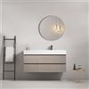 MedaHome Mobile bagno sospeso 120 cm Beige Lavabo a Destra in Resina Specchio Tondo - Fiji Wood