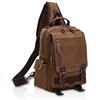 FANDARE New Zaino Monospalla Uomo Business Student Outdoor Viaggio Borsa a Tracolla Traspirante Tela Marrone A