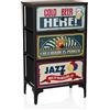 hjh LIVING Cassettiera a 3 cassetti in pile AMERIKO S 77x30x45 cm, cassettiera in stile vintage con motivi, struttura in metallo