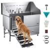 VEVOR Stazione di Lavaggio per Cani in Acciaio Inox, Vasca per Toelettatura per Animali Domestici di Grandi, Medie e Piccole Dimensioni da 154,94 cm con Rampa, Pannello Filtro Acqua, Porta Sinistra
