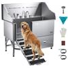 VEVOR Stazione di Lavaggio per Cani in Acciaio Inox, Vasca per Toelettatura per Animali Domestici di Grandi, Medie e Piccole Dimensioni da 154,94 cm con Rampa, Pannello Filtro Acqua, Porta Destra