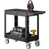 VEVOR Carrello Portaoggetti in Plastica Resistente a Due Ripiani con Ruote Girevoli a 360° Carrello di Servizio da 795 x 450 mm Capacità di Carico di 250 kg Adatto per Magazzino, Garage, Pulizia