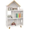 ZONEKIZ Libreria per Bambini 3-6 Anni a 3 Livelli per Libri e Giochi, in MDF e Legno di Pino, 65x25x108.5 cm, Bianco|Aosom