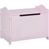 HOMCOM Cassapanca Portagiochi in Legno, Panca Contenitore per Cameretta Coperchio con Pistone Pneumatico, 60x40x48cm, Rosa|Aosom