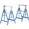 HOMCOM Set 2 Cavalletto per Taglio Legna Pieghevoli Telescopici Altezza Regolabile in Tubi d'Acciaio blu argento 68 x 58 x 80cm|Aosom