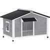 PawHut Casetta Rialzato per Cani fino a 20 kg e 80 cm, Tenda Protettiva e 2 Finestre in legno, 109x79x72 cm, Nero, Grigio, Bianco | Aosom Italy