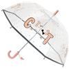 SMATI SMARTBULLE Ombrello trasparente per bambini con bordo fluorescente: Frangivento; Diametro=71cm; Apertura manuale; Ombrello per bambini; Design : Gattino.