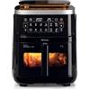 Ariete 4636 Friggitrice ad aria con funzione vapore+ Grill, 1700W, Funzione essiccazione, 10 funzioni di cottura, Cestello trasparente, Timer, Luce interna, Nero