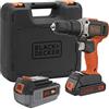 BLACK+DECKER BCD003MEM2K-QW Trapano Avvitatore a percussione a batteria 18V, 2 batterie 18V - 2Ah e 4Ah e valigetta