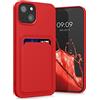 kwmobile Custodia Compatibile con Apple iPhone 13 Cover - Back Case Cellulare con Slot Porta Carte - Morbida in Silicone TPU rosso