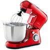 Klarstein Bella Pico 2G - Robot da Cucina, Mixer, Impastatrice, 1200 W / 1,6 PS, 6 Livelli, Sistema di Miscelazione Planetario, Ciotola in Acciaio Inox da 5L, Rosso