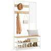VASAGLE Appendiabiti con Scarpiera, Mobile Ingresso con Ganci, Specchio, Panca e Ripiani, 35 x 98 x 180 cm, Corridoio Camera da Letto Salotto, Moderno, Color Rovere e Bianco Nuvola HSR415W09