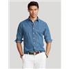Polo Ralph Lauren per uomo. [710792043001] Camicia di jeans blu su misura, Casual, Cotone, Manica lunga, Navy