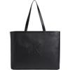 Calvin Klein Jeans per donna. K60K612724 Borsa tote grande nera sottile, Nero, Casual, Poliuretano