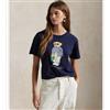 Polo Ralph Lauren per donna. [211959112001] T-shirt in cotone con orso marino, Casual, Manica corta, Navy