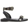 Pepe Jeans per donna. [PLS90670] Sandali Mady Rock in pelle nera, Nero, Basso, Fibbia, Casual