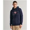 Gant per uomo. 2047082 Felpa con cappuccio con scudo d'archivio blu scuro, Casual, Cotone, Navy